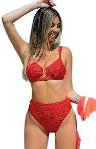 Cupshe Cherry Sangria High Waisted Bikini Set with Pockets