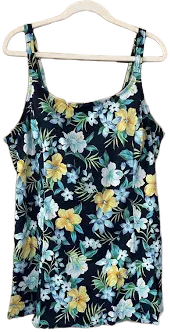 Kathy Ireland Women's Plus Size One Piece Swimming Suit Skirt