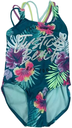 Justice Girls' Graphic Racerback Swimsuit