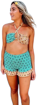 70s Daisy Print Bikini Top