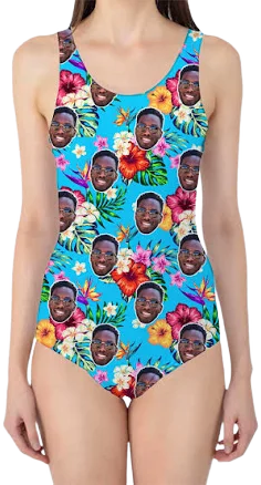 Tropical Floral Hawaiian Swimsuit with Custom Face