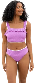 Pink Lily Let's Sea What Happens Ruffle Bikini Top