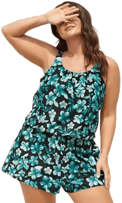 Women's High Stretch Tropical Flower Print One-Piece Swimsuit
