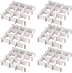 72 Pieces DIY Plastic Grid Drawer Organizer, 12.6 Inch Plastic Grid Drawer Dividers, Plastic Adjustable Drawer Dividers Organizer for Sock, Underwear, Scarf, White