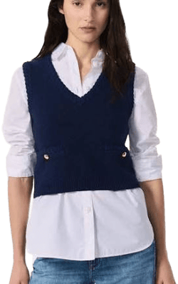 rag & bone Women's Claire V-Neck Stretch-Cotton Blend Vest