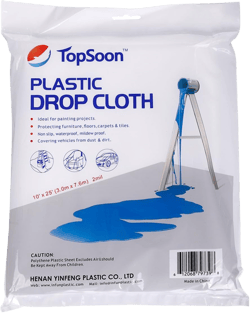 TopSoon Clear Plastic Sheeting Drop Cloths for Painting,10x25ft Durable Water&Dust-Proof Tear - Resistant Painters Plastic Tarp Cloth - Multi-Purpose Furniture Cover Floor Wall Protection Film 10FT X 25FT, Heavy-duty