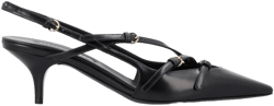 MIU MIU Women's Brushed Leather Slingback Pumps with Buckle Heel