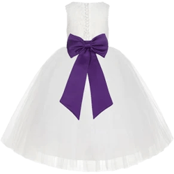 Floral Lace Flower Girl Dresses Ivory Ball Gown Wedding Formal Dress