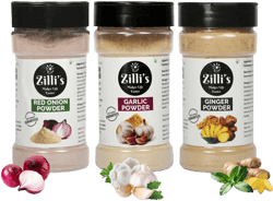Zilli's 3 Pack Spice Gift Set - Combo of Onion Powder, Ginger Powder & Garlic Powder - Seasoning and Spices for Cooking - No Preservatives | Vegan | Gluten Free | Ready to Use | Longer Shelf Life | Store in Refrigerator (Total 10.58 oz) COMBO 3 Pack Onion Ginger Garlic Powder