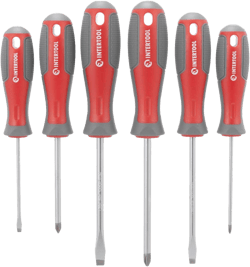 INTERTOOL 6-Piece Phillips and Flat Head Screwdriver Set, Magnetic Tips, Ergonomic Comfort Grip VT08-3346