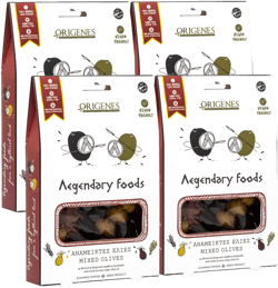 Pack of 4 Mixed Olives in Vacuum with Special Box, Green Olives in Lemon juice, Kalamon Olives with Savory Greek Oregano and Lemon juice, Freshly Sealed Olives with Extra Virgin Oil 4X200g