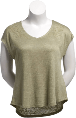 French Laundry Women's Linen Dolman V-Neck Short Sleeve Blouse