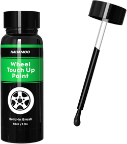 NADAMOO Black Wheel Touch Up Paint for Cars, Automotive Rim Scratch Repair Paint Kit with Brush, 30ml / 1 oz, Semi-gloss