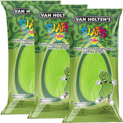 Van Holten's Pickles - Slaps Foldable Lollipop - Novelty Pickle Flavored Candy Variety Pack - Dill, Hot & Sour - 3 Pack