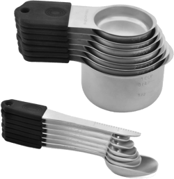 EDELIN Magnetic Measuring Cups and Spoons Set, Stainless Steel 7 cup and 6 spoon with 1 Leveler, 18/8 304 stainless steel (Black 14 sets)