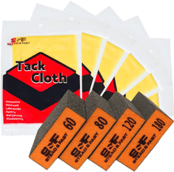 S&F STEAD & FAST Tack Cloth for Painting, woodworking, 18 x 36 Inches Dust Cloths, 6 pcs Pack/Sanding Block Set 4 Pcs, 60 80 120 220, Coarse Medium Fine Grit, Sanding Sponge Assortment