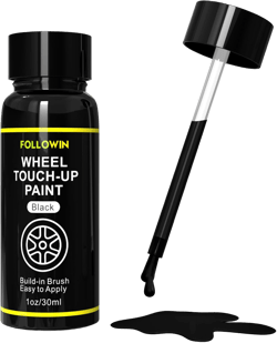 FOLLOWIN Black Rim Touch Up Paint for Cars, Black Wheel Paint Repair Kit, Automotive Rim Scratch Repair, Touch up Paint Kit with Brush, Repair Rim Curb Rash, Wheel Scratch, Surface Damage Quick and Easy 1OZ(30ml) 1 Fl Oz (Pack of 1)