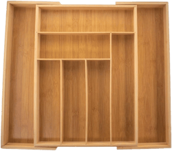 5 Star Super Deals Bamboo Expandable Drawer Organizer, Utensils Holder 8  Adjustable Tray, Drawer Dividers Organizer for Silverware Flatware Knives