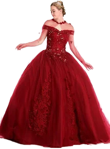 Long Off Shoulder Quinceanera Ball Gown