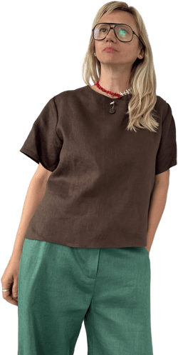 Minimalist Linen Short Sleeve Blouse
