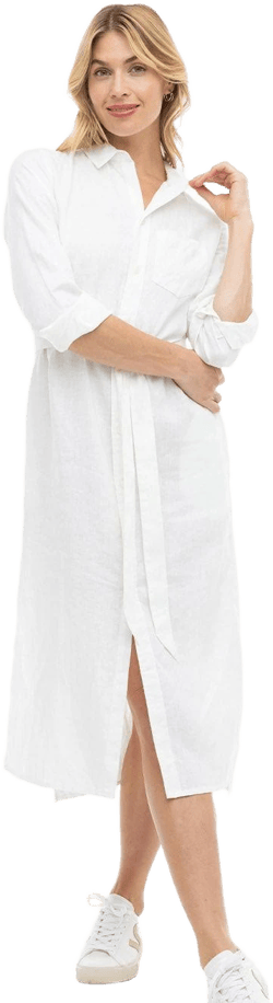 Pura Cashmere Women's Luxe Linen Shirt Dress