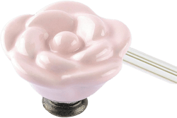 6Pcs 1.48-Inch Rose Flower Dresser Drawer Knobs, Pink Floral Ceramic Cabinet Knobs Vintage Drawer Handles for Nursery Kitchen Bathroom Girls Bedroom, 38mm