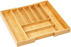 Premium Bamboo Expandable Drawer Organizer, 7-9 Slots Adjustable Kitchen Drawer Organizer for Large Cooking Utensils Cutlery, Kitchen Drawer Organization