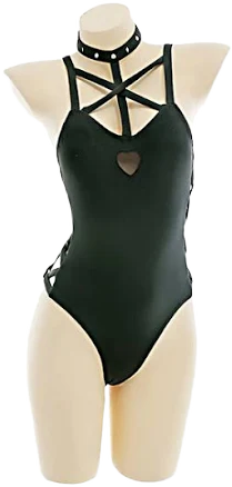 Women's Gothic Hollow Halter One-Piece Swimsuit