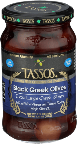 Tassos Black Olives in Oil and Red Wine Vinegar, 12.91 Ounce