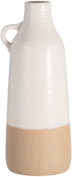 Sagebrook Home 14"H Diameter, Ceramic Bottle Vase, White/Tan, Decorative Table for Wedding, Home Decor, Centerpiece Floral Arrangements, Elegant