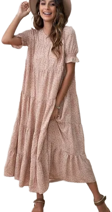 Floral Loose Ruffle Maxi Dress