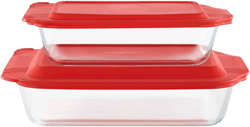 Pyrex Deep 4pc Glass Bakeware Set: Clear Baking Dishes with Lids, Dishwasher &#38; Oven Safe