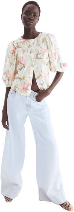 H&M Ladies Linen-Blend Blouse