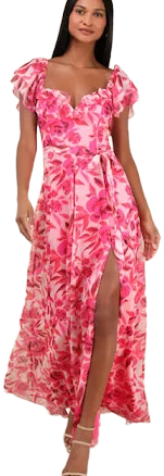 Lulus Floral Ruffled Maxi Dress