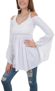 Scully Womens White Cold Shoulder Tunic