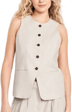 Old Navy Women's Linen-Blend Button-Front Vest