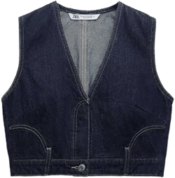 Zara Dark Blue Denim Vest