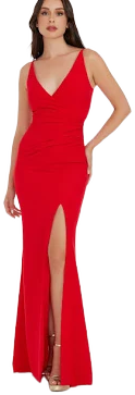 Dress The Population Women's Jordan Ruched Side Slit Gown