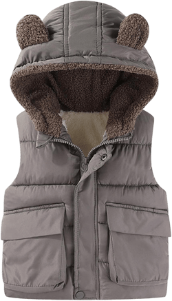 EISHOW Toddler Baby Girl Boy Fleece Hooded Jacket Vest Hoodie Sleeveless Waistcoat Warm Jacket Outwear with Zipper Pocket Gray 6-12 Months