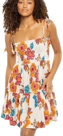MISA Los Angeles Women's Floral Smocked A-Line Mini Dress