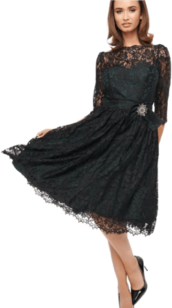 Unique Vintage Women's Lace Swing Dress