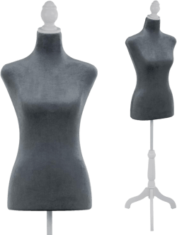 Female Mannequin,50-63 Inch Height Adjustable Dress Form,Torso Manikin with Wooden Tripod Stand for Sewing Clothes Jewelry Display Grey