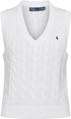Polo Ralph Lauren Cotton Cable-Knit Sweater Vest - White - L