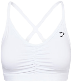 Womens Ruched Stretch-jersey Sports Bra White Xs