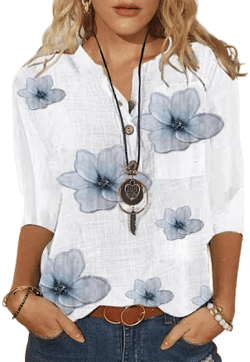 Women's Half Sleeve V-Neck Shift Blouse