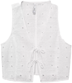 Women's Bows Detail Embroidered Cotton Vest