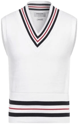 Thom Browne Men's Striped-Trim Knitted Cotton Vest