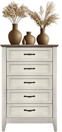 Garvee Farmhouse 5 Drawer Dresser Chest for Bedroom, Wood Vintage Dresser 5 Drawer, Tall Dressers for Storage Organizer, for Living Room, White