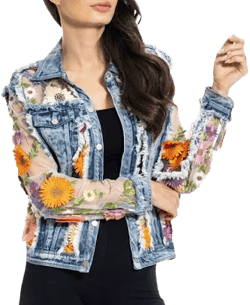 Embroidered Flower Denim Jacket