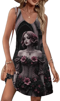 Floral Print V-Neck Vest Dress